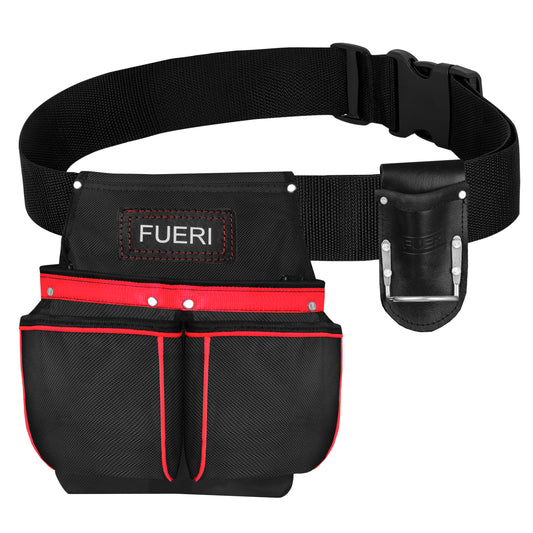 FUERI 10 Pockets Multipurpose Black Cordura Tool Pouches Combo Heavy Duty Nylon Tool Belt Tool Kit